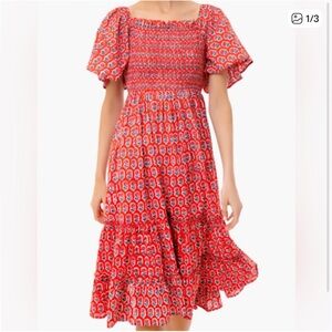 Pink City Prints Dress 
Chic Red Floral Midi Dress